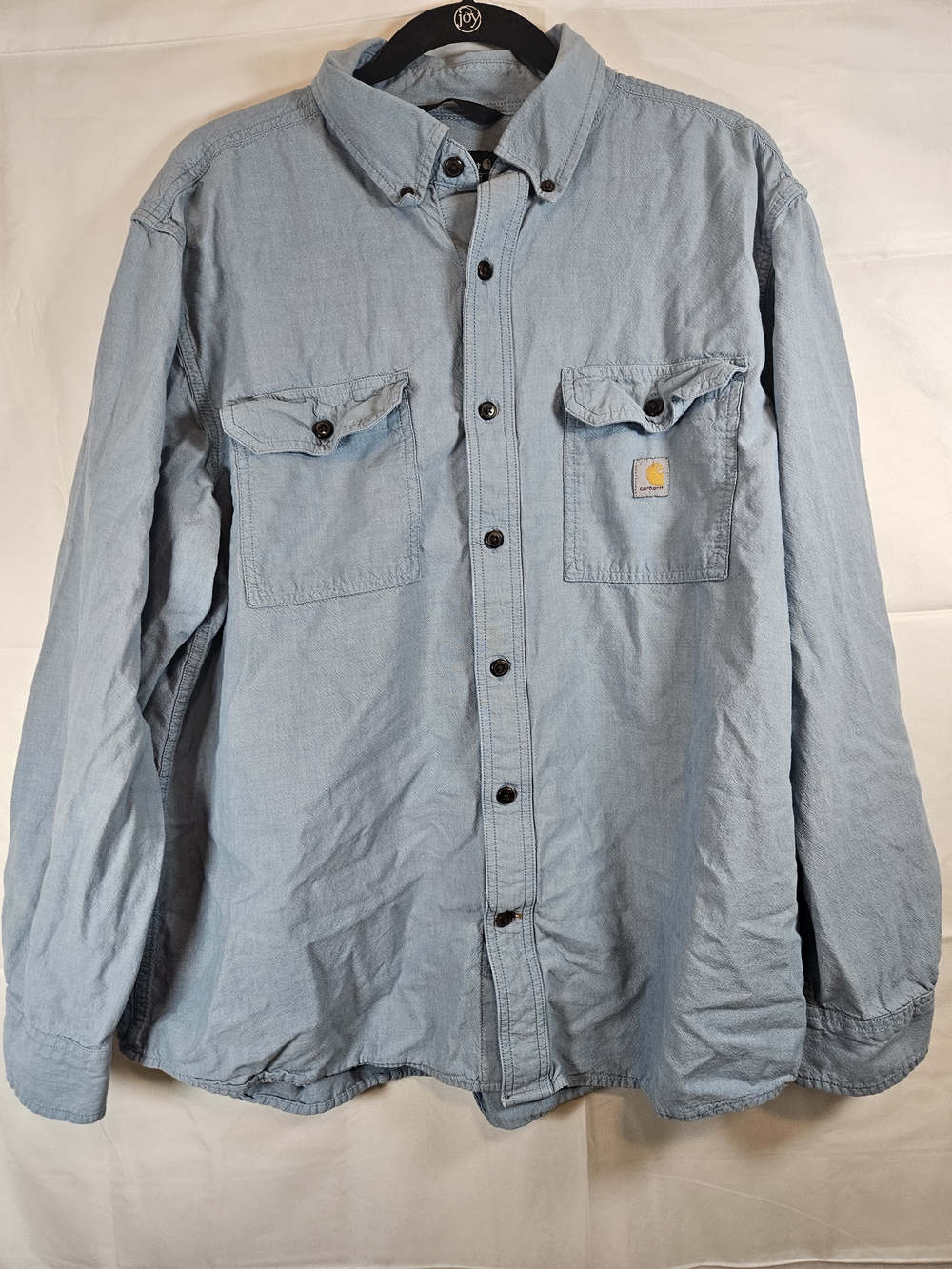 Carhartt Light Blue Button-Up Work Shirt Loose Fit XL Workwear Utility